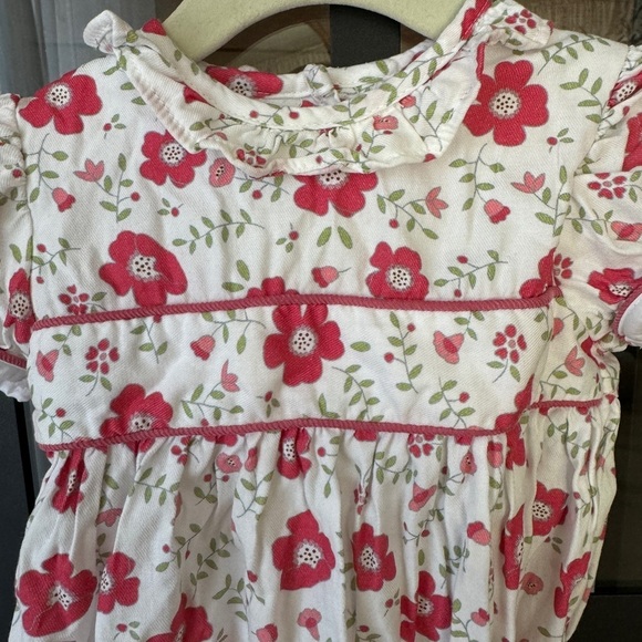 Little English poppies bubble romper short puff sleeves baby girl floral collar - Picture 4 of 7